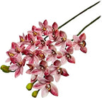 4pcs Artificial Cymbidium Orchid Flower Plant 3D Print Vanda 10 Heads Latex Phalaenopsis Flower (Medium Pink)