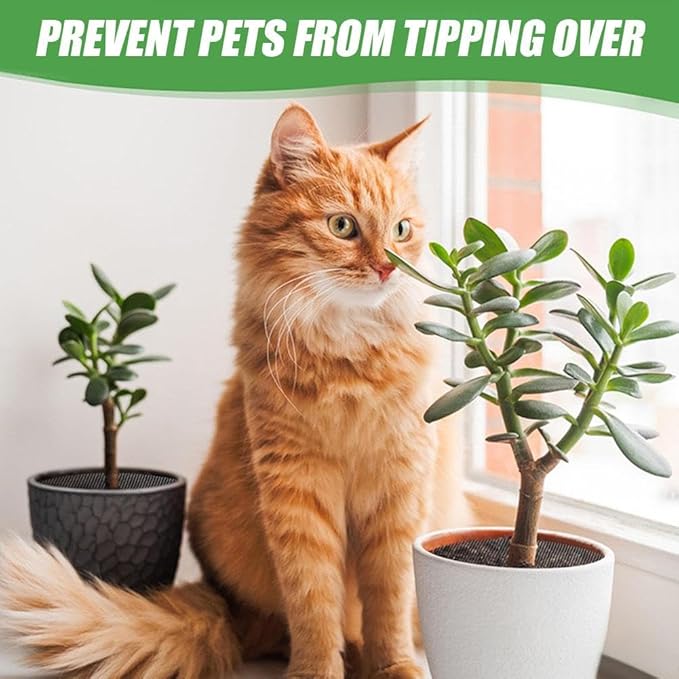 10Pcs Flower Pot Soil Guard, 11.8 Inch Plant Pot Protector from Cats, Cuttable Flowerpot Soilcover Protectors, for Gardening Flower from Animals Keep Cats Squirrels Out of Pots (s1)