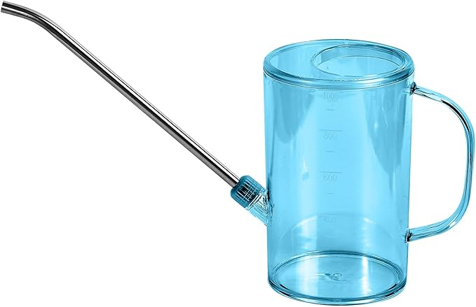 Plastic Watering Can - Small with Long Spout - 1/4 Gallon - 34 Oz - Blue