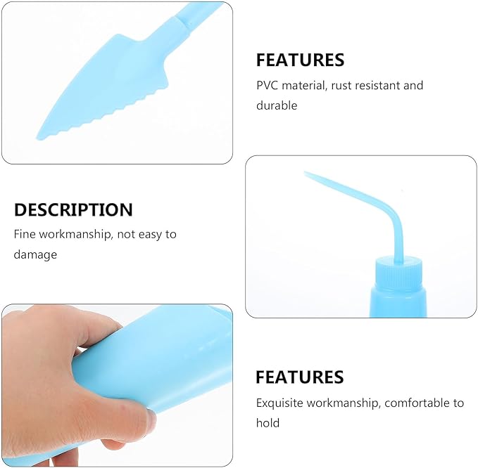 VILLCASE Succulent Planting Tool Set 5 Pieces Blue Gardening Accessories for Bonsai and Indoor Plants, Portable Hand Tools for Planting and Transplanting in Home Garden