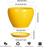 Ceramic Planter - 10 Inch Plant Pot for Indoor Outdoor Plants Glaze Modern Round Planter with Drainage Hole and Saucer for Garden Office Home Room Patio Decor, Yellow