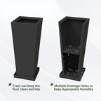 Metal Tall Planters 24 inch Set of 2, Durable Taper Planter with Drainage Holes & Rust-Proof Coating & Trays for Outdoor Indoor Garden Patio Front Door