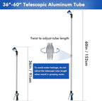 RESTMO 36”-60” Metal Watering Wand, Long Telescopic Tube | 180° Adjustable Ratcheting Head | 7 Spray Patterns | Flow Control, Perfect Garden Hose Sprayer to Water Hanging Baskets, Shrubs, Blue
