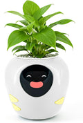 Plantbot Upgraded Large Smart Flower Pot Pet Planter Robot with Artificial Intelligence, Time Temperature Display, and Numerous Expressive Animations Based, for Indoor Decoration, Gifts (White)