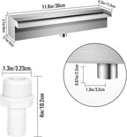 Pool Waterfall Fountains, Stainless Steel Rectangular Pool Waterfall Spillway with Pipe Connector for Indoor/Outdoor Decorative (11.8 Inch)