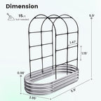KING BIRD Raised Garden Bed with Arched Trellis Galvanized Planter Garden Box Outdoor for Gardening, Climbing Vegetables, Flowers, Silve, 5.9x2.95x0.98 Ft,