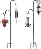 MIPON 2 Pack 78 Inch Double Shepherds Hooks for Outdoor Bird Feeder,Hanging Plants,Solar Light,Adjustable 78/62/46/30 Inch,3/4 Inch Width Heavy Duty Garden Shepards Hook