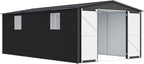 12x20 FT Outdoor Storage Shed, Metal Garden Shed with Lockable Door & Sloped Roof, Large Waterproof Utility Tool Shed for Backyard, Garden, Patio, Lawn, Black