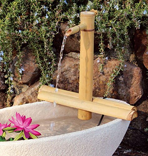 Bamboo Accents 12" Adjustable Bamboo Fountain Kit with Pump – Classic Zen Water Feature for Bowls, Basins, Water Gardens & Patio Decor, Indoor/Outdoor (Container Not Included)