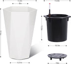 22.4 Inch Tall Planters for Outdoor Indoor Plants Set of 2, Tapered Large Flower Pots with 2 Trays and a Water Level Monitor Planter Pots, Plant Pot for Patio, Balcony, Lounge