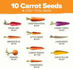 HOME GROWN Rainbow Carrot Seeds 10 Variety Mix 3350+ Heirloom Non-GMO Seeds for Planting, High Germination, Multi-Color Gourmet Root Vegetables, Kids Garden, Crunchy Fresh Eating (Daucus carota)