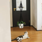 4 Pack Macrame Plant Hangers Indoor Up to 10 inch Pot, Boho Hanging Planters, Plant Holder with 8Pcs Stainless Steel Hooks(4Pcs Black Hanger)