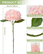 DuHouse 3Pcs Large Hydrangea Artificial Flowers,Latex Real Touch Hydrangea with Long Stems & Leaves for Home Decor Party Floral Arrangements Wedding Bouquets Centerpieces(Pink)