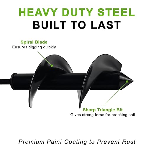 Auger Drill Bit for Planting 3 x 9 Inch, Garden Spiral Drill Bit Bulb Planter Tool Drill Auger for Planting Bulb, Bedding Plant, Post or Umbrella Hole Digger for 3/8" Hex Drive