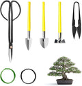 MOSFiATA Bonsai Tools Set 7Pcs, Bonsai Tree Tools Kit Succulent Trimming Tools Include Scissors, Cutters, Rake, Round and Pointed Shovel &Training Wire for Bonsai Beginner Gardening Gifts