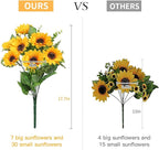 AmyHomie Artificial Sunflowers for Outdoors - 2 Bunches Fake Sunflower Bouquets with 14 Large Blooms, UV Resistant Silk Flowers for Home Wedding Fall Decor, Garden Party Centerpieces, 17.7 Inches