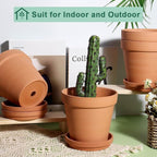 vensovo 6 Inch Terracotta & Clay Pots for Plant with Saucer - 4 Pack Medium Terra Cotta Planter with Drainage Hole, Flowerpot for Indoor Outdoor Plants, Crafts, Wedding Favor