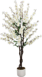 Garvee 4FT Artificial Wintersweet Tree in Pot, Fake Potted Flower Trees with Lifelike Plum Blossom, Decorative Evergreen Flowers Plants Indoor, for Home Living Room Outdoor Office Decor