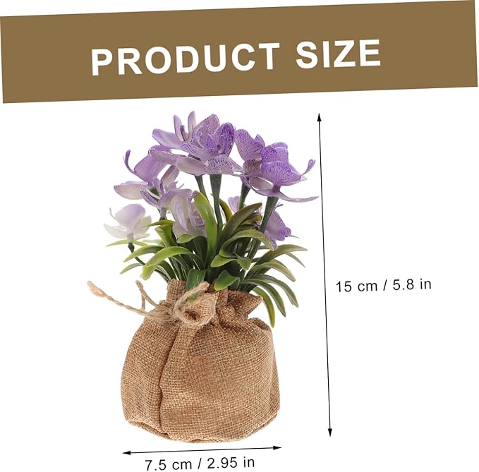 Faux Phalaenopsis Orchid Plant in Pot, Realistic Artificial Plastic Flower, Home Decoration for Living Room Office Bedroom, Potted Faux Flower with Jute Bag