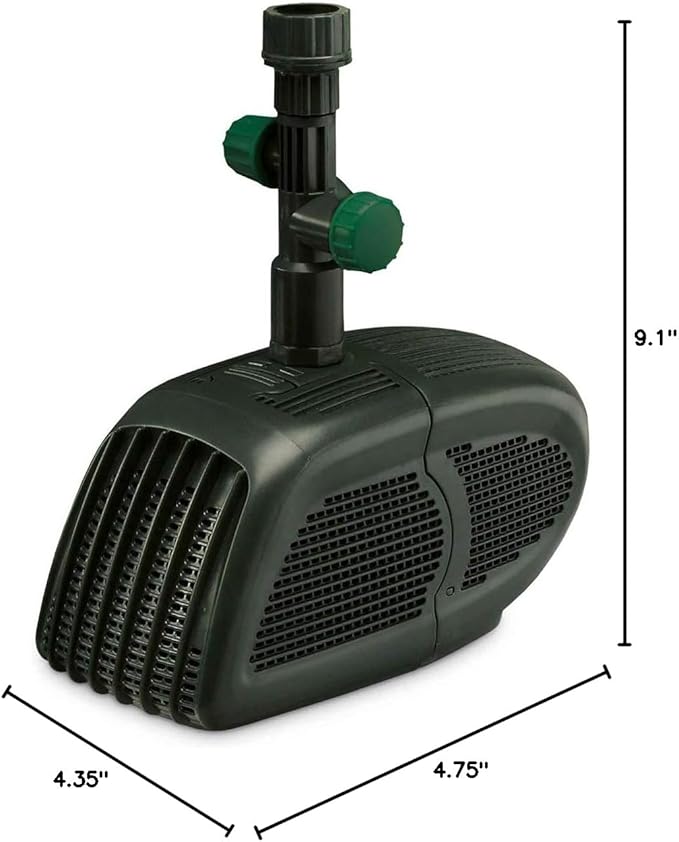 Pennington Aquagarden , Universal 500 All in One Submersible Pond & Water Pump , Suitable for Fountains, Filters, Waterfalls, Hydroponics & Aquaponics , For Ponds up to 200 Gallons (1056151)