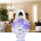 H&D HYALINE & DORA Crystal Flower Basket Figurine Collectable Ornaments Home Decor Tabletop Centerpiece Gift for Lady,Purple Color