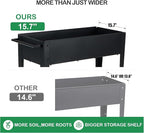 31.5" Tall Raised Garden Bed with Wheels, Extra 15.7" W Planter Box (400 lbs Loads) with Storage Shelf & Handle,Heavy Duty Metal Garden Planter for Vegetables, Herbs & Flowers, Patio & Balcony