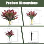 Artificial Agave Plants, Realistic UV Resistant Fake Aesthetic Plants for Outdoor Indoor, Home Decor for Garden, Porch, Doorway, Patio (2PCS, Red, Small)