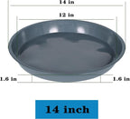 VUWEZ 6 Pack of Plant Saucer 14 Inch (12 Inch Base), 14 Inch Plant Saucer, Plastic Plant Trays for Pots, Plant Saucers for Indoors Round, Planter Tray for Planter 11"/12"/13" (14", Gray)