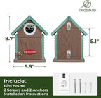 Kingsyard Recycled Plastic Bird House for Outdoors - Weatherproof Nesting Box with Clear View Panel & Predator Guard for Bluebird Wren Swallow Finch, Green