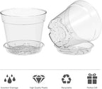 WSMKSZ 4 Inch Clear Nursery Pots, 8 Pack Highly Transparent Plant Pots for Small Indoor Plants with Drainage Holes and Trays, Plastic Seedling Starter Planters for Flowers