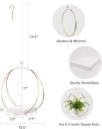 hismocal 2 Pack Hanging Planter Holder for Indoor Plants, Plant Hanger with Sturdy Wood Base,Modern Boho Macrame Wall Ceiling Window Stands(Plants/Pots Not Included)