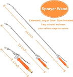 44-Inch All Metal Sprayer Wand with Built-in Shut Valve, 1/4" & 3/8" Brass Barb Sprayer Wand Replacement, Garden Hose Wand Sprayer Watering Wand Suitable for 1/2" & 3/4" Hose Quick Connectors