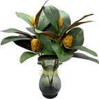 Artificial Magnolia Plants 18 Inch, Fake Magnolia Leaves Stems Faux Greenery Big Leaf Branches Shrubs Houseplant Decor for Indoor Outdoor Home Garden Wedding Table Centerpiece Vase Decoration 2 Pack