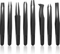 8 Pieces Carnivorous Plant Fly Trap Feeding Tweezers Food Tongs 8 Styles Black Tongs Carbon Fiber Food Tweezers for Pitcher Plants Butterwort Mealworm Feeding, 4.7 Inch Long