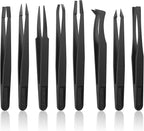 8 Pieces Carnivorous Plant Fly Trap Feeding Tweezers Food Tongs 8 Styles Black Tongs Carbon Fiber Food Tweezers for Pitcher Plants Butterwort Mealworm Feeding, 4.7 Inch Long
