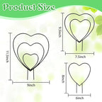 Hoya Trellis 3 Size Indoor Plants Flower Support Stakes Round or Heart Metal Trellis Set Garden Tool Accessories for Small Potted Vine Climbing Houseplants (BlackH)