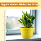 3 Pack 11 Inch Plant Pots for Indoor Outdoor,Plastic Floor Planters with Drainage Holes,Lightweight Flower Pots for Home,Patio & Garden(Yellow)