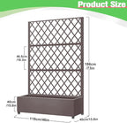 Metal Planter Box with Privacy Screen Trellis,Galvanized Raised Garden Bed On Wheels for Climbing Plants Vines, Standing Garden Flower Bed with Drainage Holes (Espresso, 47" L x16 W x 73" H)
