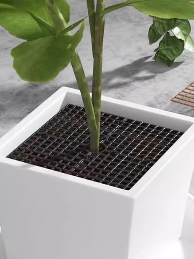 4 Pcs Plant Pot Cover Plant Protector from Animal 30cm/11.8" Plant Pot Grid with Center Cutout Flower Cover Soil Protectors for Plants (Black)