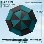 2 Pack 48.6" Double Canopy Beach Umbrella with Clamp, UPF50+ Beach Chair Umbrella with clip, 360°Adjustable Portable Outdoor(Hunter Green/Black, Not Include Chair)