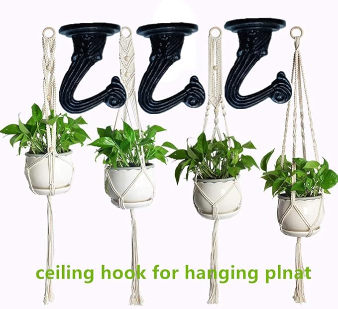 6 Sets White Ceiling Hooks for Hanging Plant, Heavy Duty Swag Toggle Hooks with Hardware (Black)