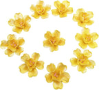 BTMIEY 10 PCS 3D Flower Ceramic Tiles,1.6" Handmade Procelain Ceramic Flowers for Artwork,Fish Tank,Vases,Living Room, Dining Table,Office, Home Floral Decor (Double-Flowered Iridescent Yellow)