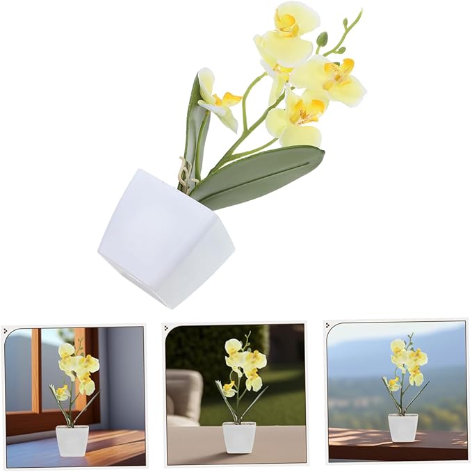 Faux Orchid Flowers for Home Real Touch Artificial Orchid Plants in Pot Low Maintenance Centerpiece for Office and Living Room Elegant Table Arrangement
