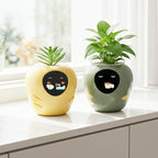 Plantbot Upgraded Large Smart Flower Pot Pet Planter Robot with Artificial Intelligence, Time Temperature Display, and Numerous Expressive Animations Based, for Indoor Decoration, Gifts (White)