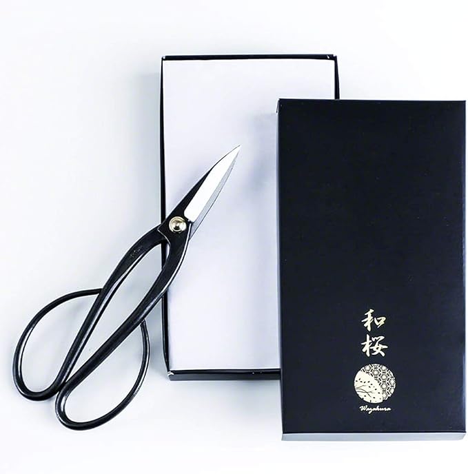 Wazakura Japanese Bonsai Tool Kit Set MADE IN JAPAN, Long Handle Ashinaga Scissors 8inch(200mm) + Concave Branch Cutter 8inch(200mm)