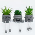 Small Fake Plants Faux Succulents in Grey Pots with Hanging Leg Potted Mini Fake Plants for Office Desk Decor Cute Artificial Succulent Plants for Home Office Desk Decor and Gift Choice - Set of 3