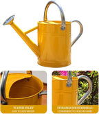 Metal Watering Can, One Gallon Watering Cans Stainless Steel for Outdoor Indoor Garden Plants Watering (Yellow)