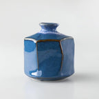 Wazakura Minoyaki Ceramic Small Ikebana Flower Bud Vase Made in Japan, Handpainted Floral Arrangement Pottery Supplies Hexagon Shaped Blue Vase - Hexagon Shaped Blue Vase