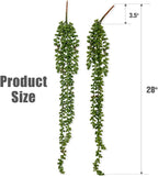 6 Pcs Artificial Succulents Hanging Plants, Fake String of Pearls Greenery Plants, Decoration for Wall, Home, Backdrop, Garden, Indoor and Outdoor