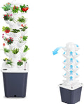 Vertical Hydroponics Garden Tower, 30-Plant Hydroponic Growing System with 10L Tank, 6 Layers Vertical Planter Towe Hydroponic Tower Garden, Automatic Watering for Home Indoor Gardening System Black